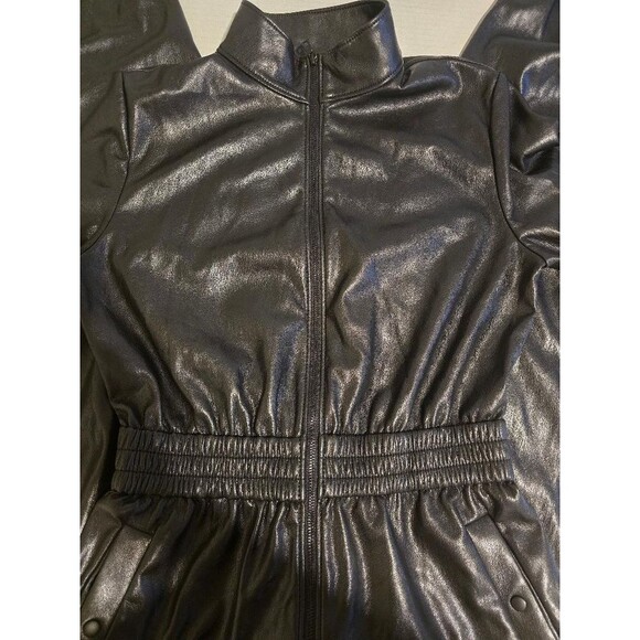 Alice And Olivia Levi Vegan Faux Black Leather Jumpsuit Size 4 NWOT $440 - Picture 7 of 12